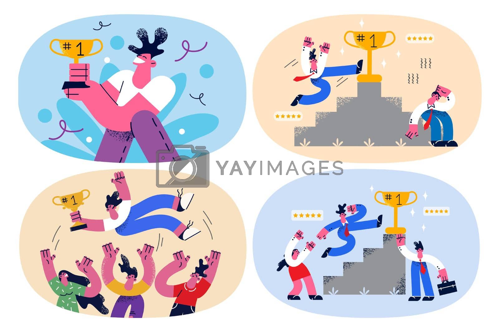 Royalty free image of Set of successful business leader celebrate win by Vasilyeu