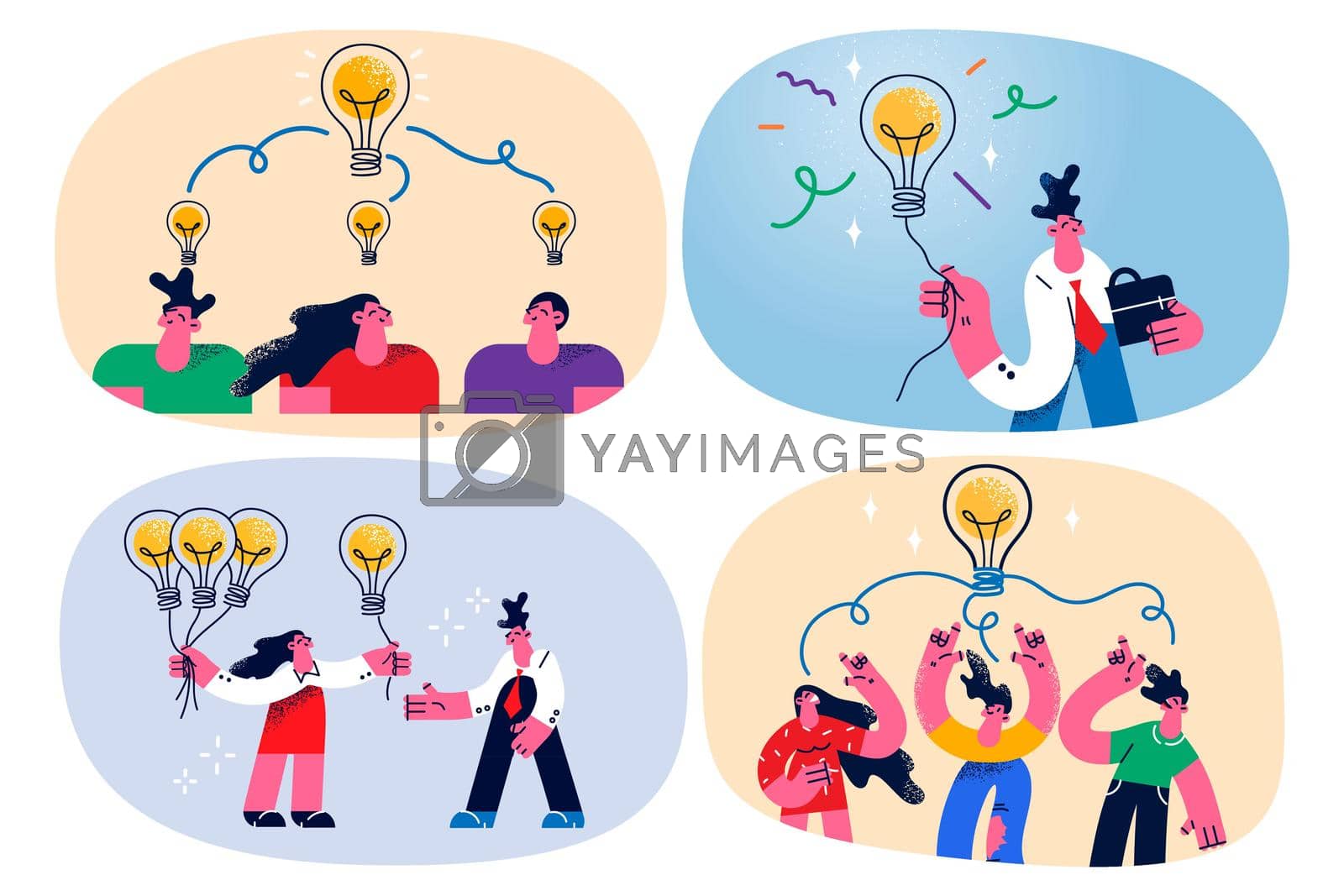 Royalty free image of Set of businesspeople collaborate generate business idea solution by Vasilyeu