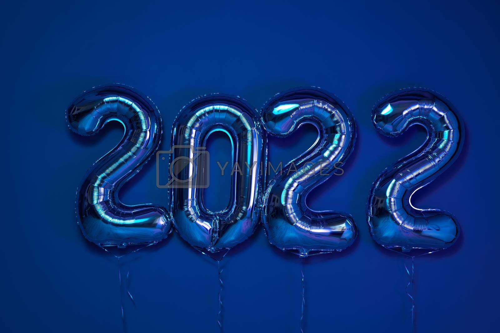 Balloon number 2022 New year 2022 celebration Decorative design elements monochrome shot. High quality photo