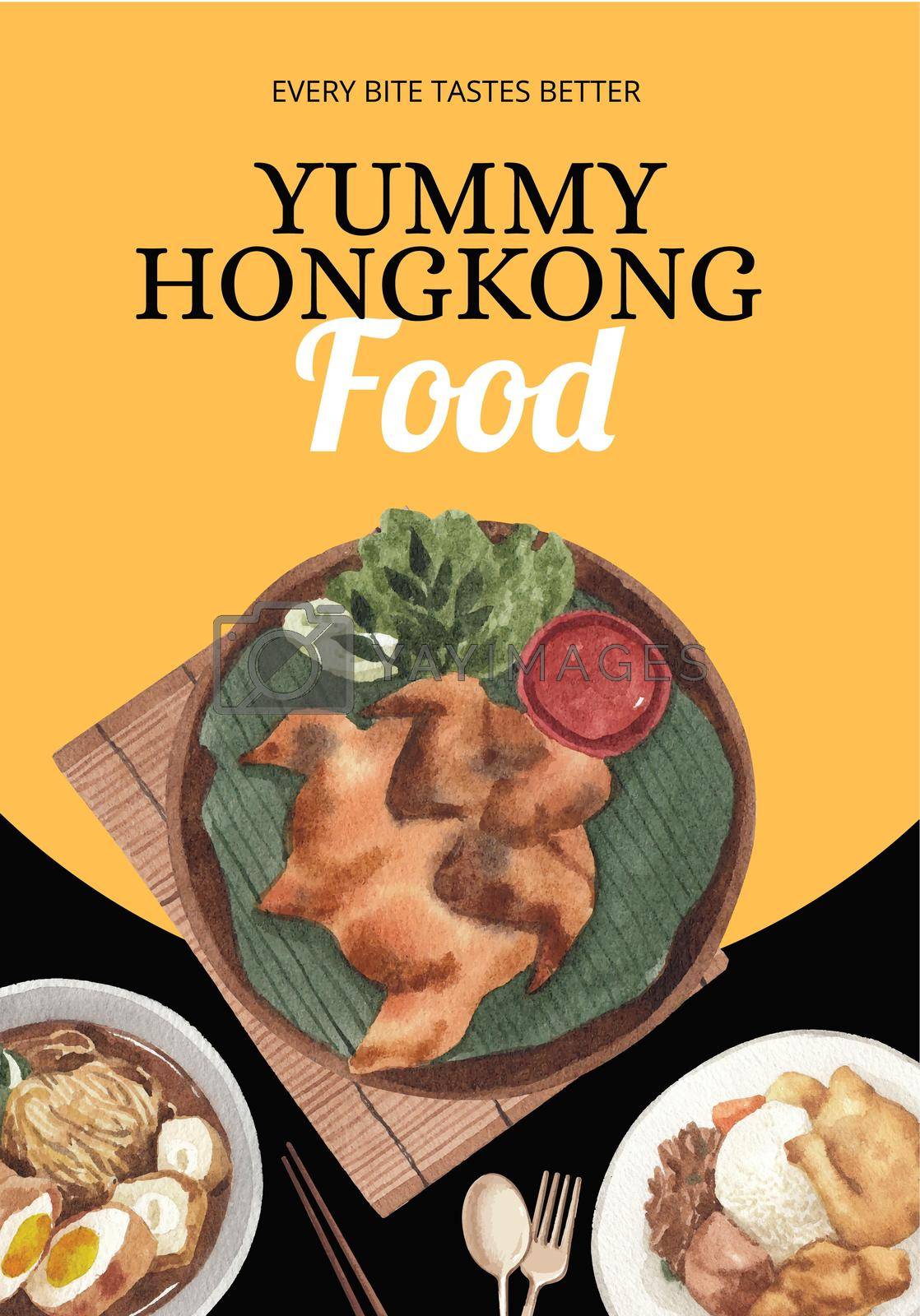 Royalty free image of Poster template with Hong Kong food concept,watercolor style by Photographeeasia