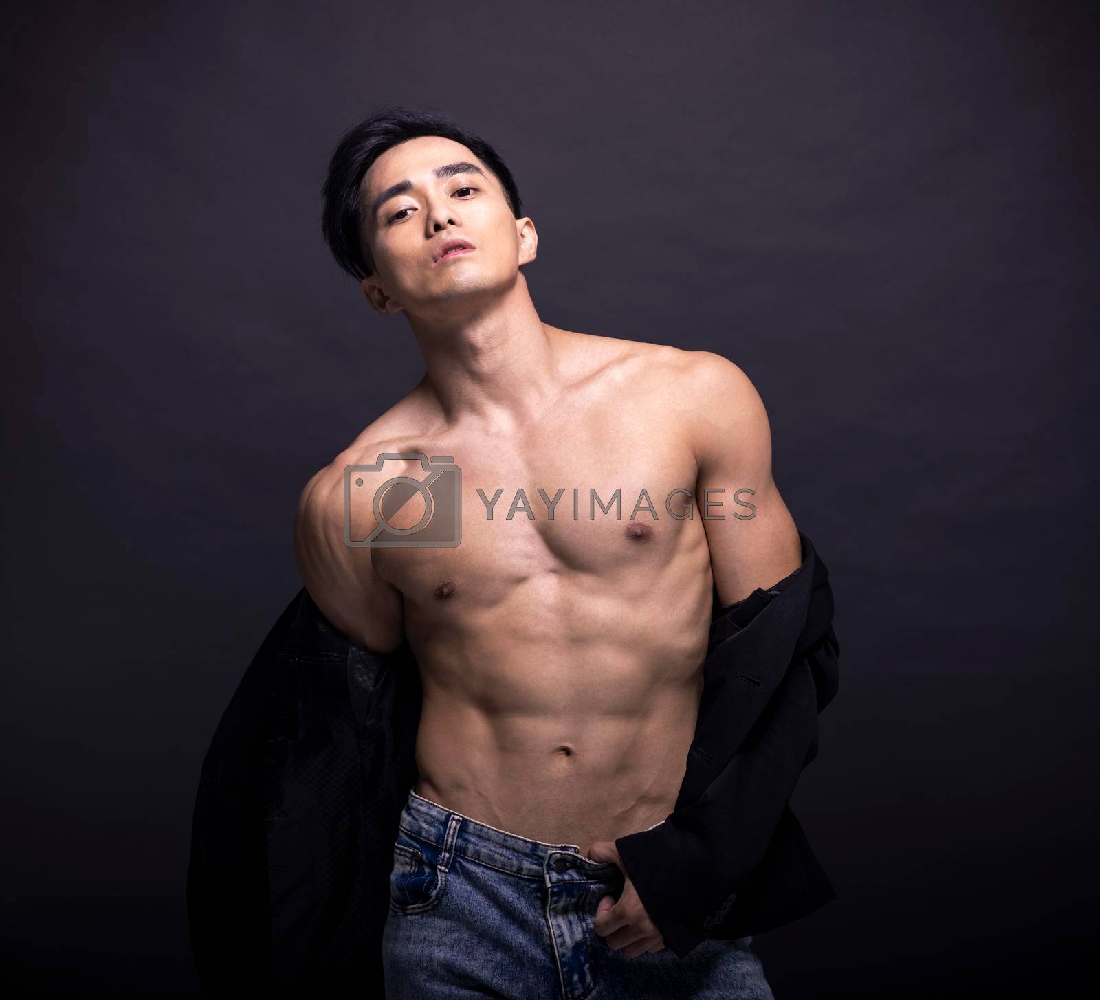 Asian young man with fitness body