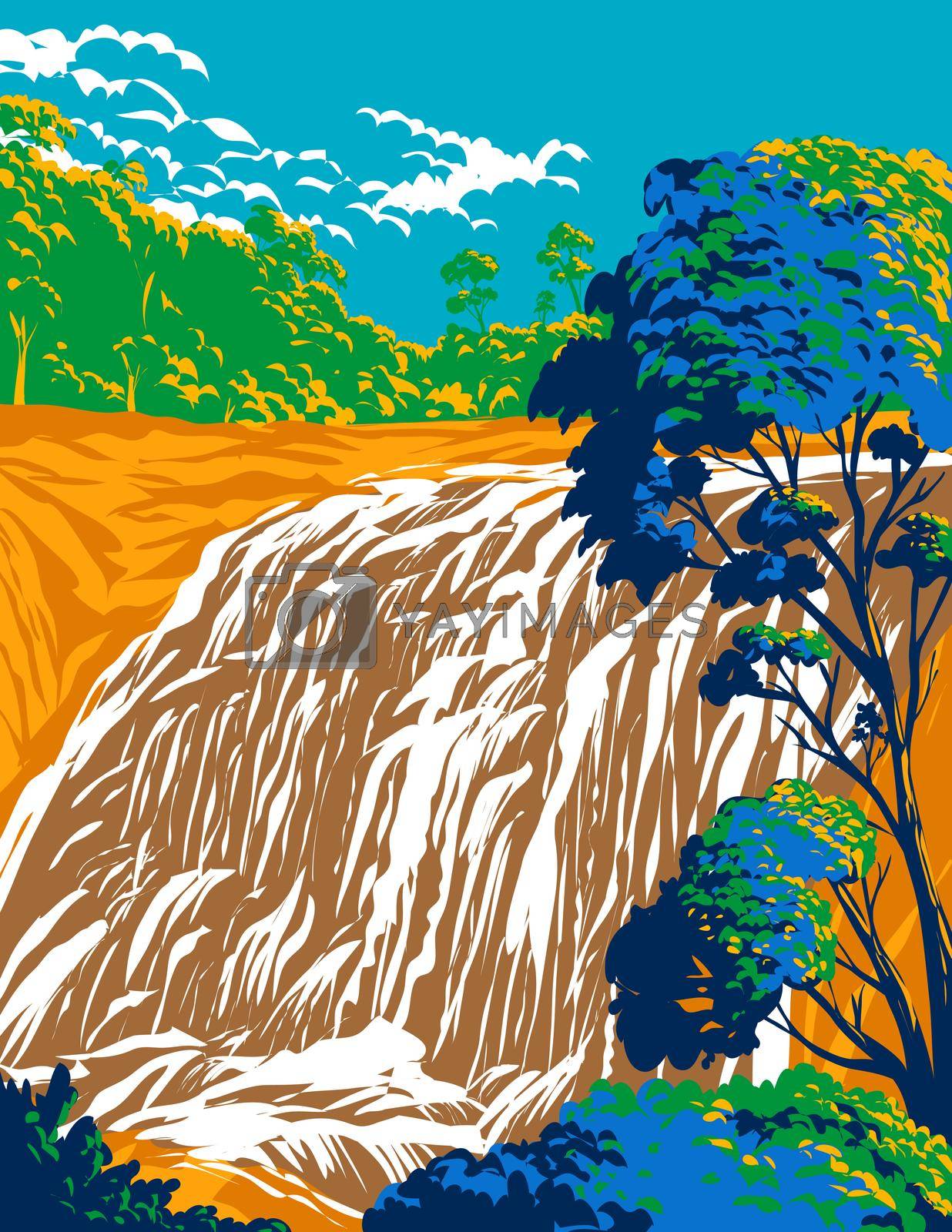 Royalty free image of Basket Swamp National Park with Basket Swamp Falls in Tenterfield New South Wales Australia WPA Poster Art by patrimonio
