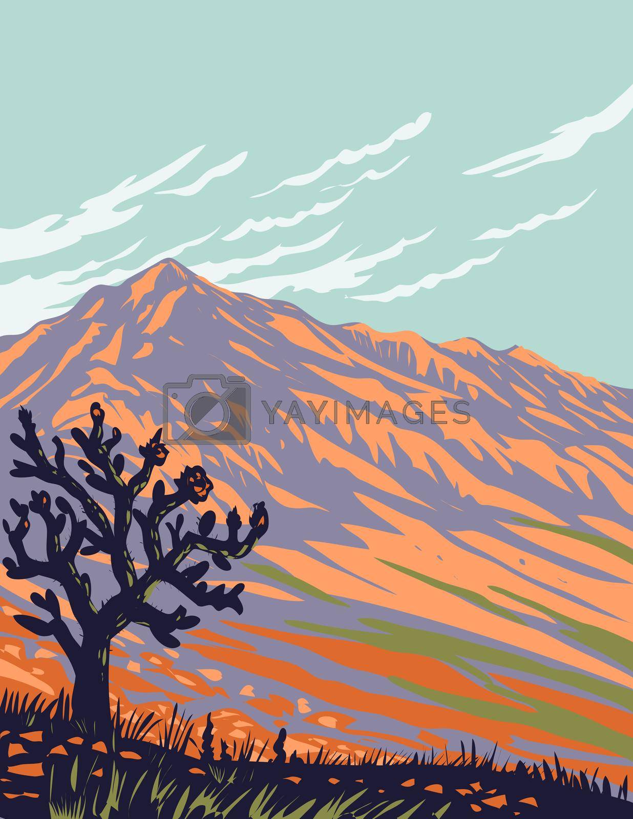 Royalty free image of Franklin Mountains State Park with Cactus Located in El Paso Texas USA WPA Poster Art by patrimonio