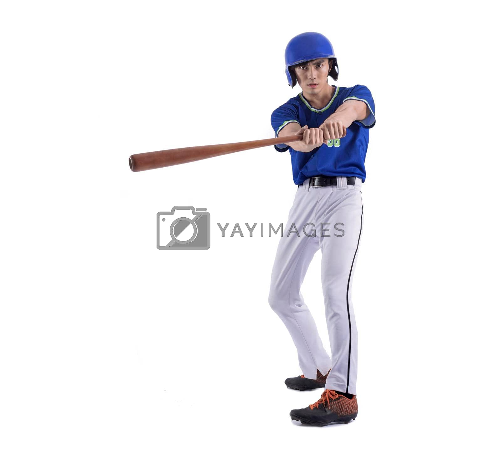 Royalty free image of Baseball player in action and isolated on white by tomwang