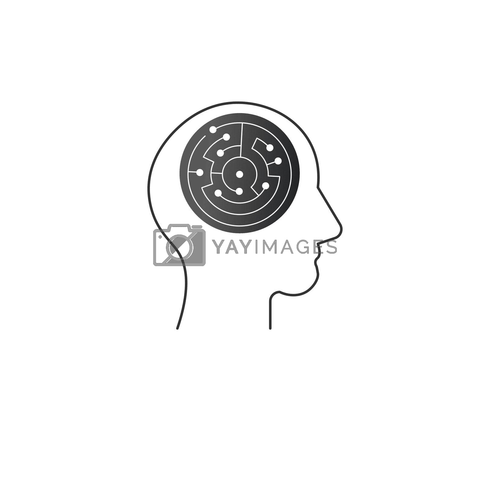 Royalty free image of Logic games concept, creative thinking, head maze line icon, mind labyrinth, mental work, strategic thinking, psychology vector logo. by Kyrylov
