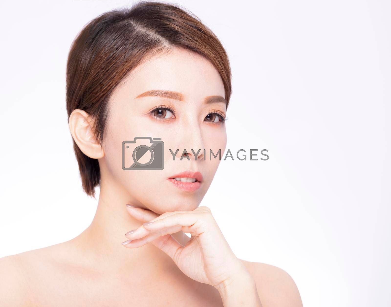 Beauty asian women  face with skin care healthy