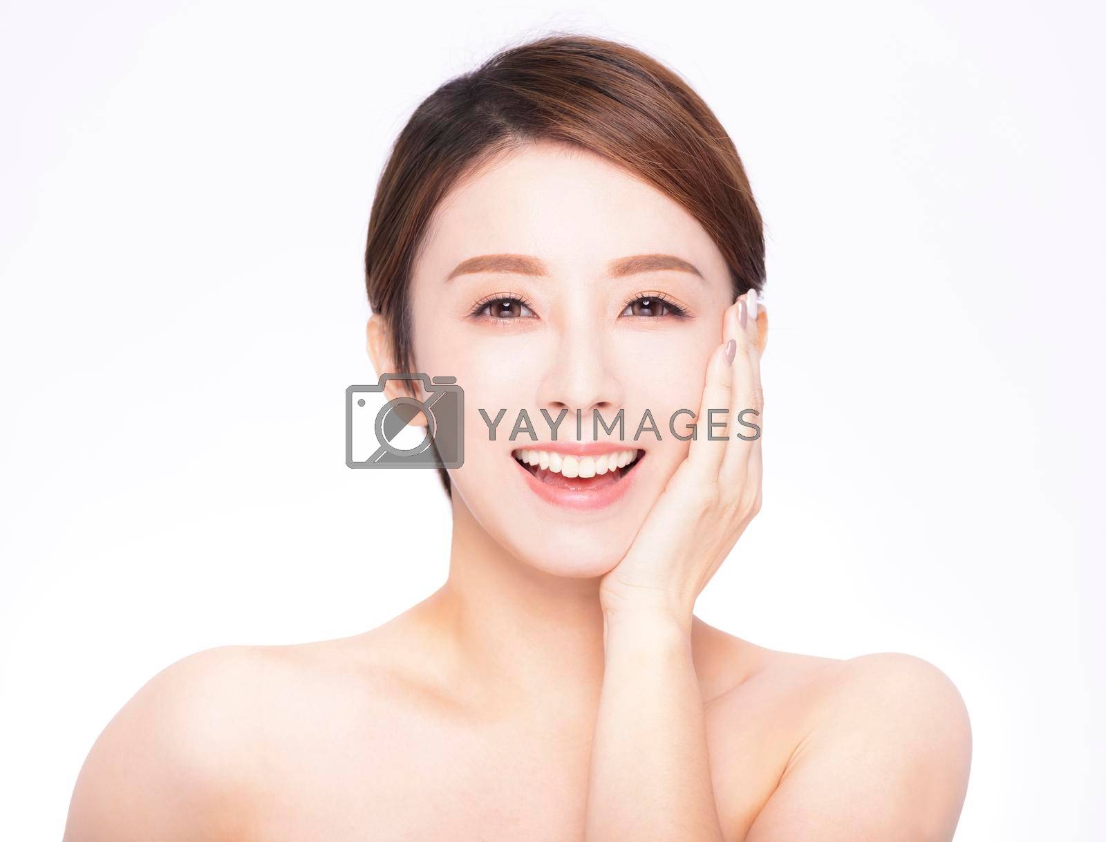 Royalty free image of Closeup asian beauty  face with skin care healthy by tomwang