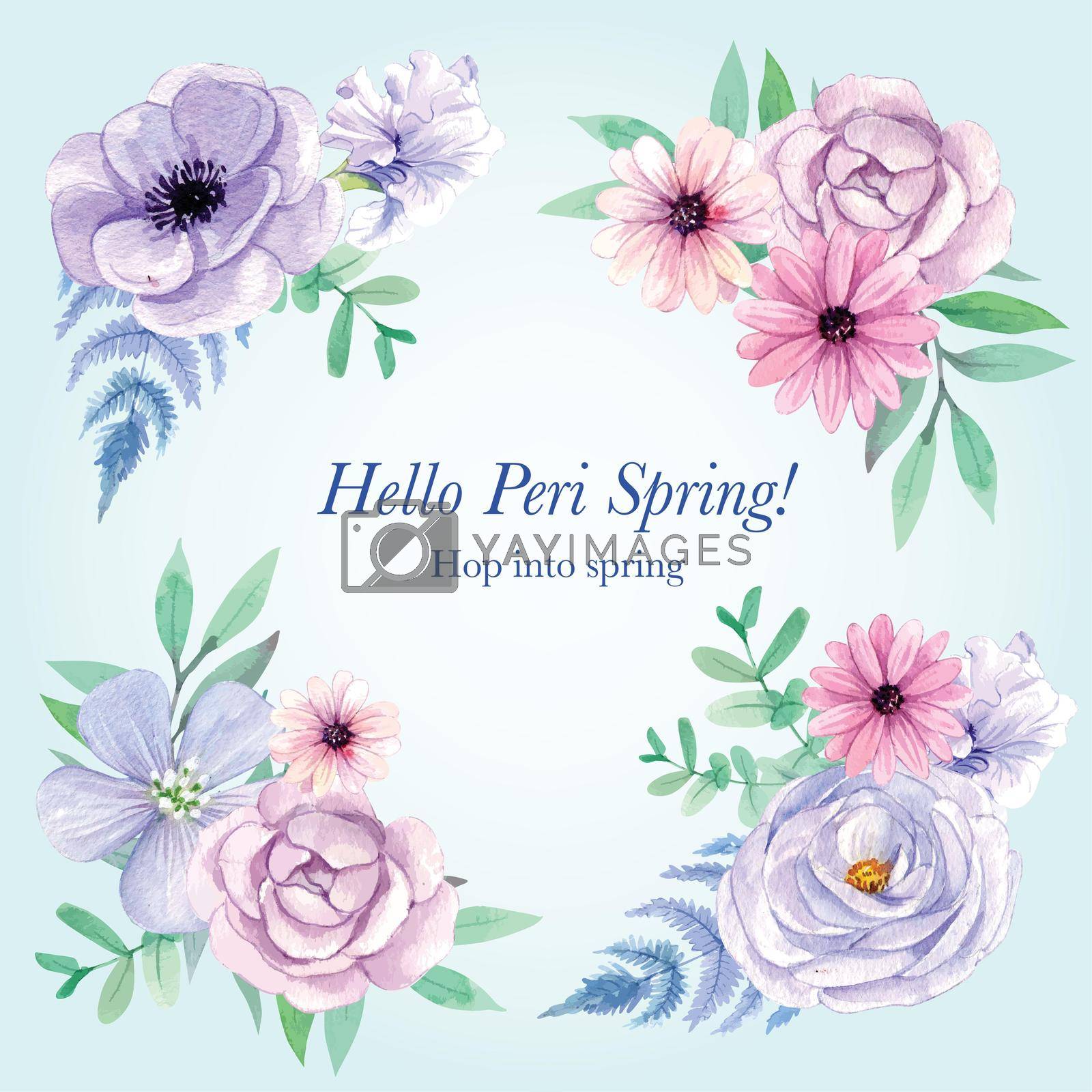 Royalty free image of Bouquet template with peri spring flower concept,watercolor style by Photographeeasia