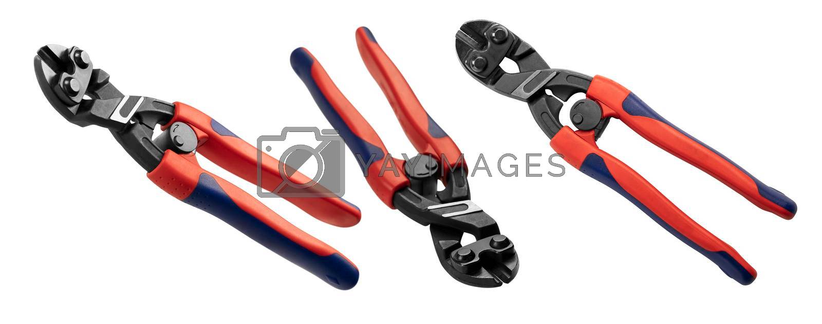 Royalty free image of Diagonal wire cutters in different angles on a white background by butenkow