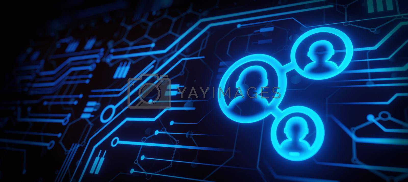 Royalty free image of Users network concept digital blue holographic user interface 3D rendering by yay_lmrb