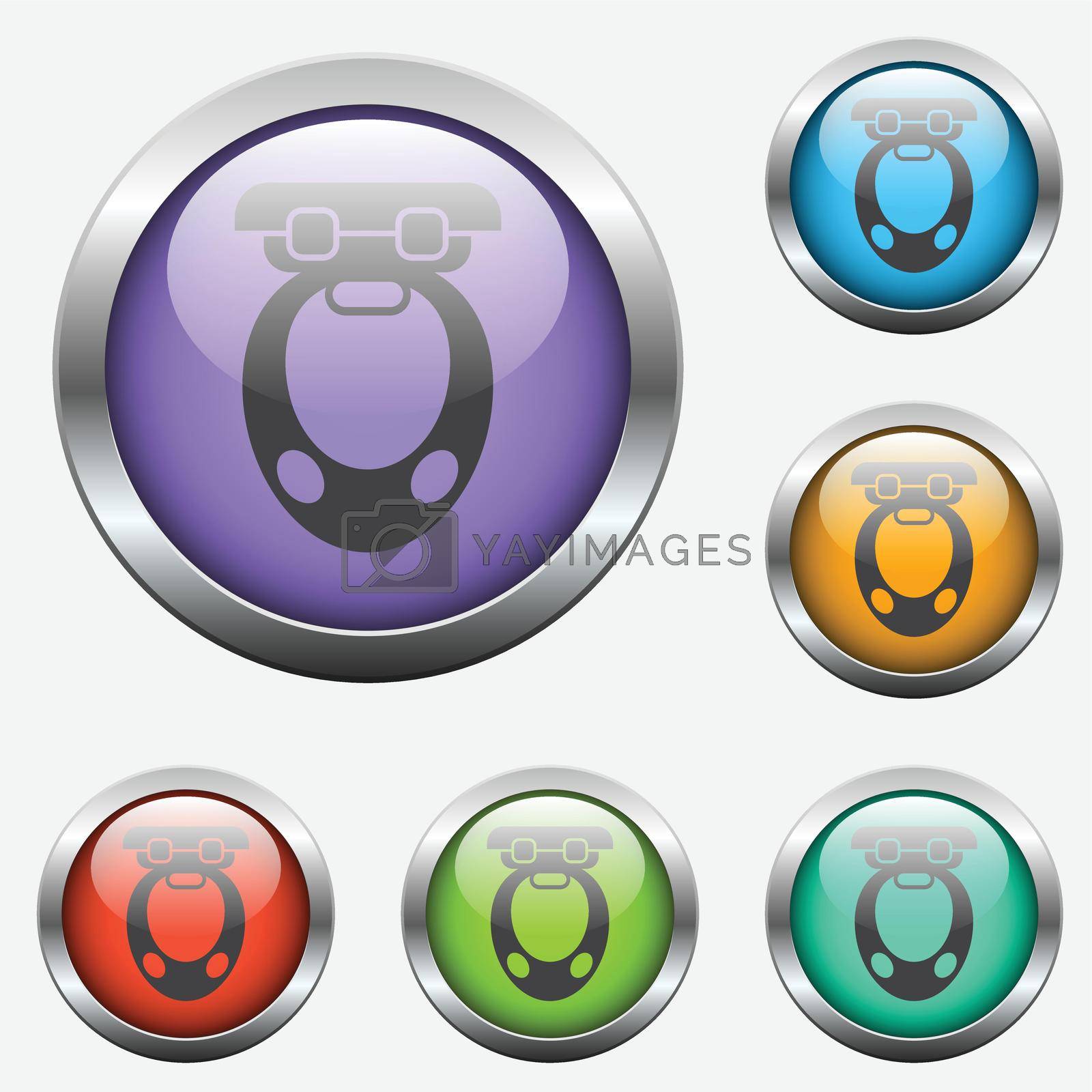 sky train vector icon on color glass buttons