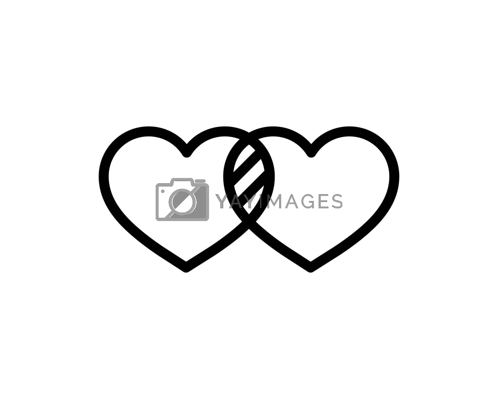 Royalty free image of Two linked hearts vector icon isolated on white background. Valentine's day symbol. by Skiffcha