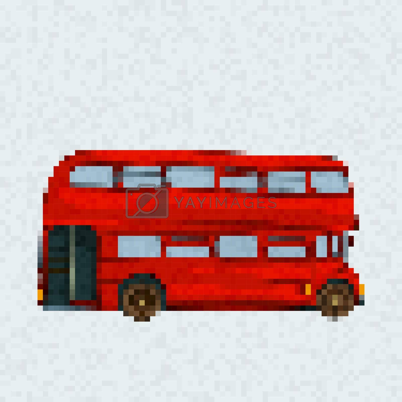 Pixel Art double decker bus, vector illustration