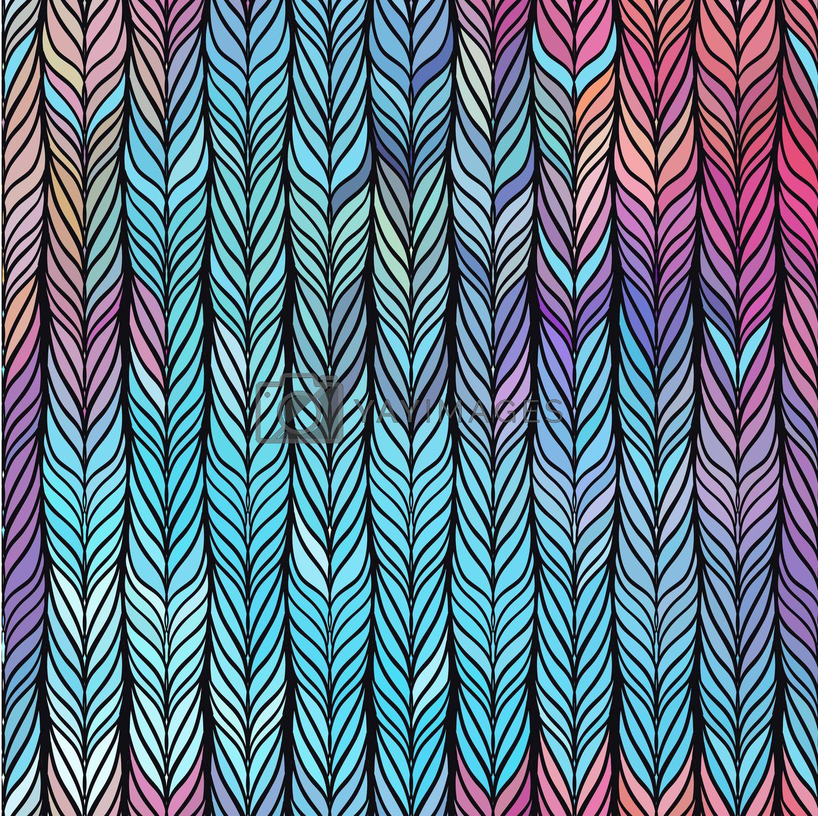 Optical illusion: Multicolor abstract seamless pattern. Texture of wavy vertical stripes. Stylish abstract background.