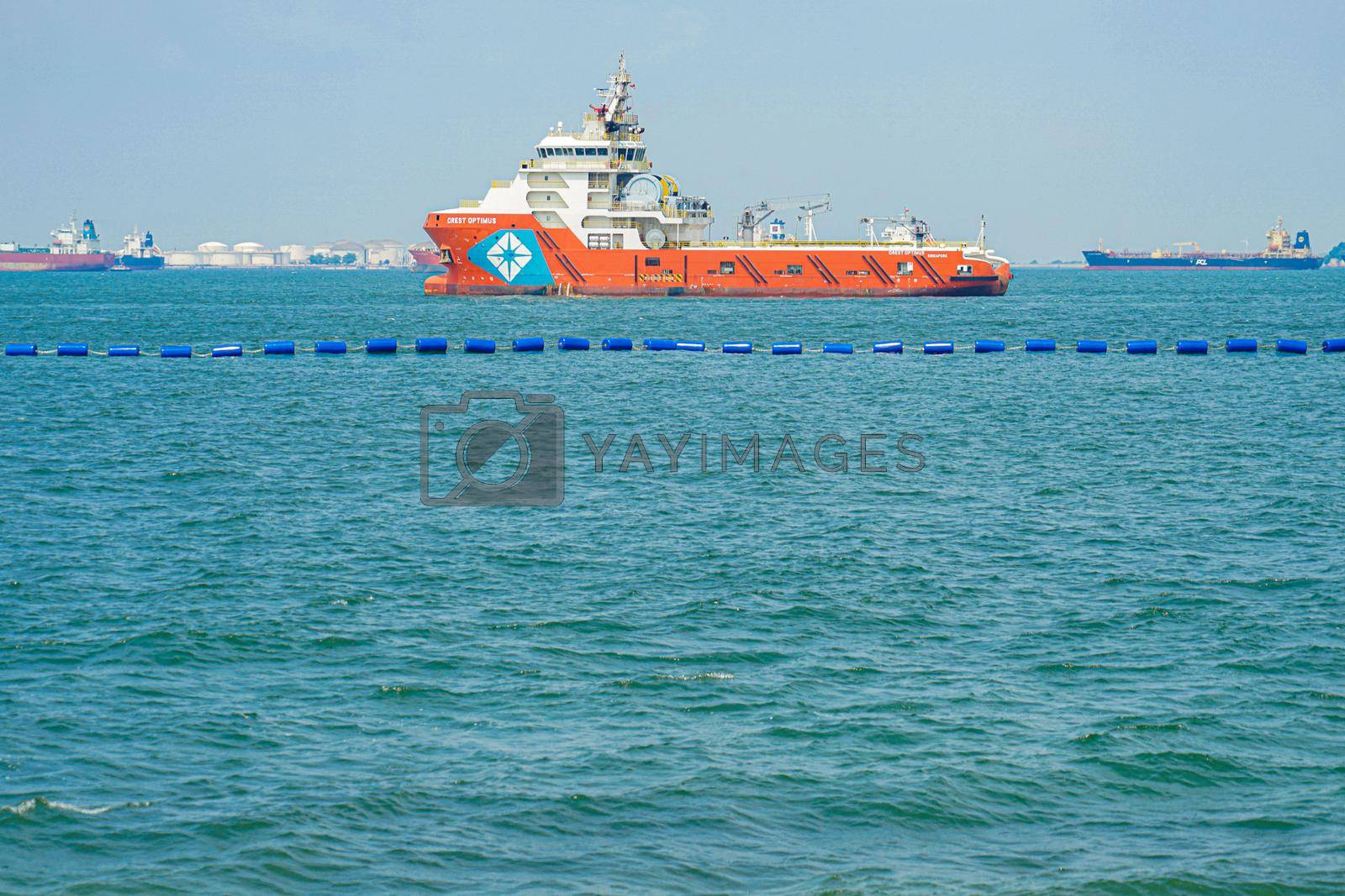 Royalty free image of Singapore Sea and Vessel by kanzilyou