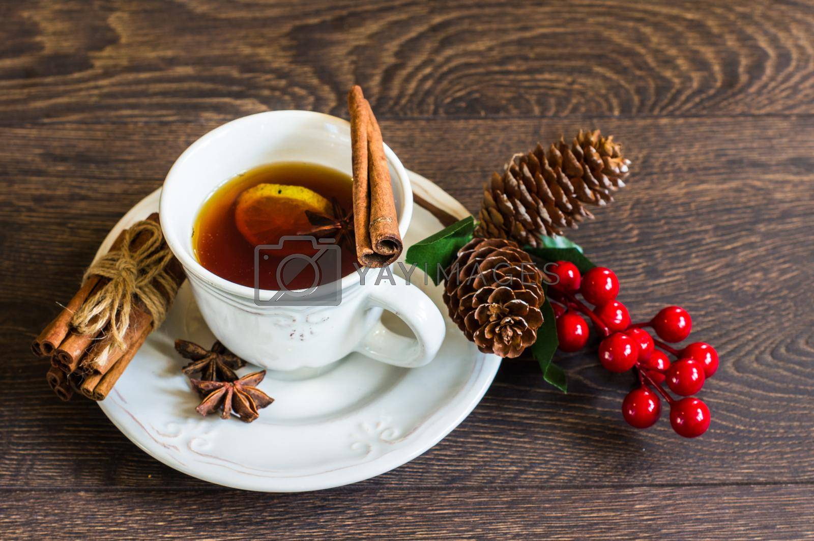 Royalty free image of Spiced tea on rustic background by Elet