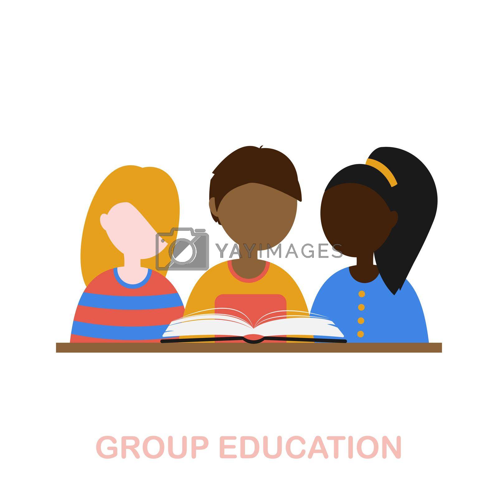 Group Education flat icon. Simple colors elements from online education collection. Flat Group Education icon for graphics, wed design and more.