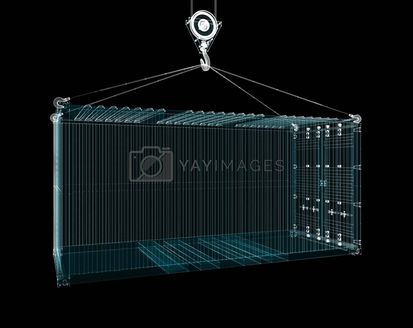 Royalty free image of Cargo Shipping Container Hologram. Transport and Technology Concept by cherezoff