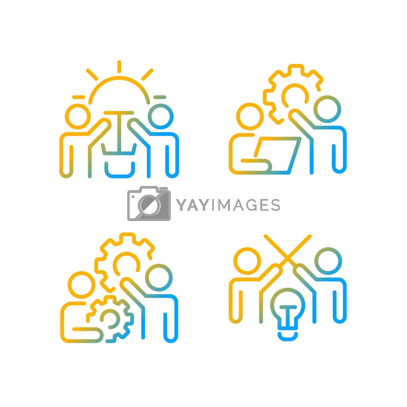 Royalty free image of Successful teamwork gradient linear vector icons set by bsd