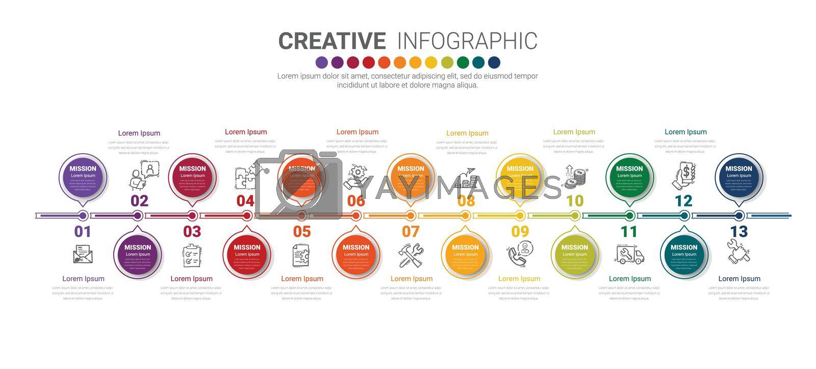 Royalty free image of Infographic design template with numbers 13 option for Presentation by Auchara