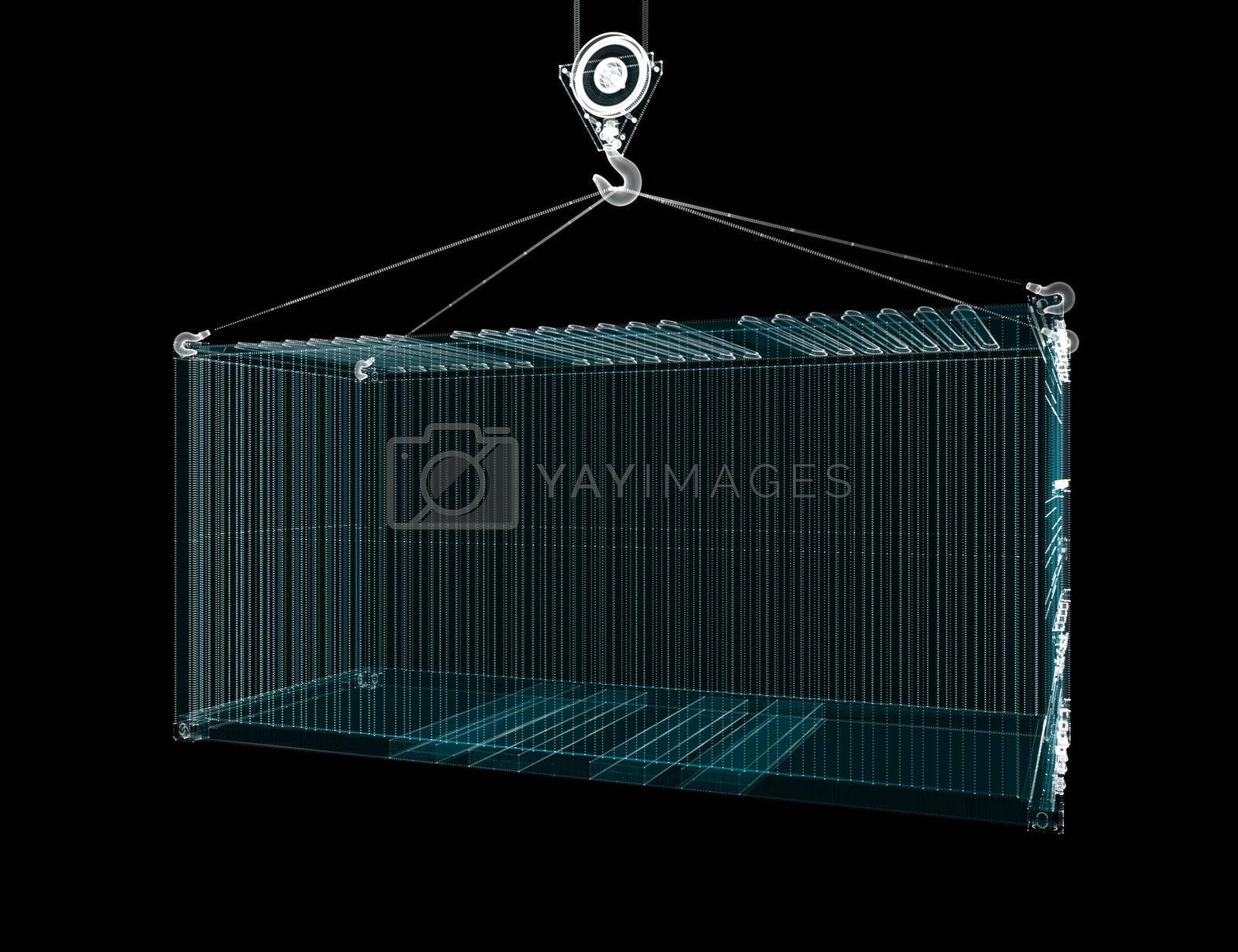Royalty free image of Cargo Shipping Container Hologram. Transport and Technology Concept by cherezoff