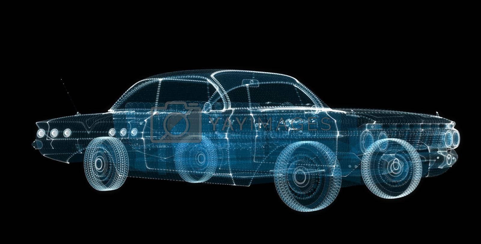 Royalty free image of 3d hologram of intelligent car of particles by cherezoff