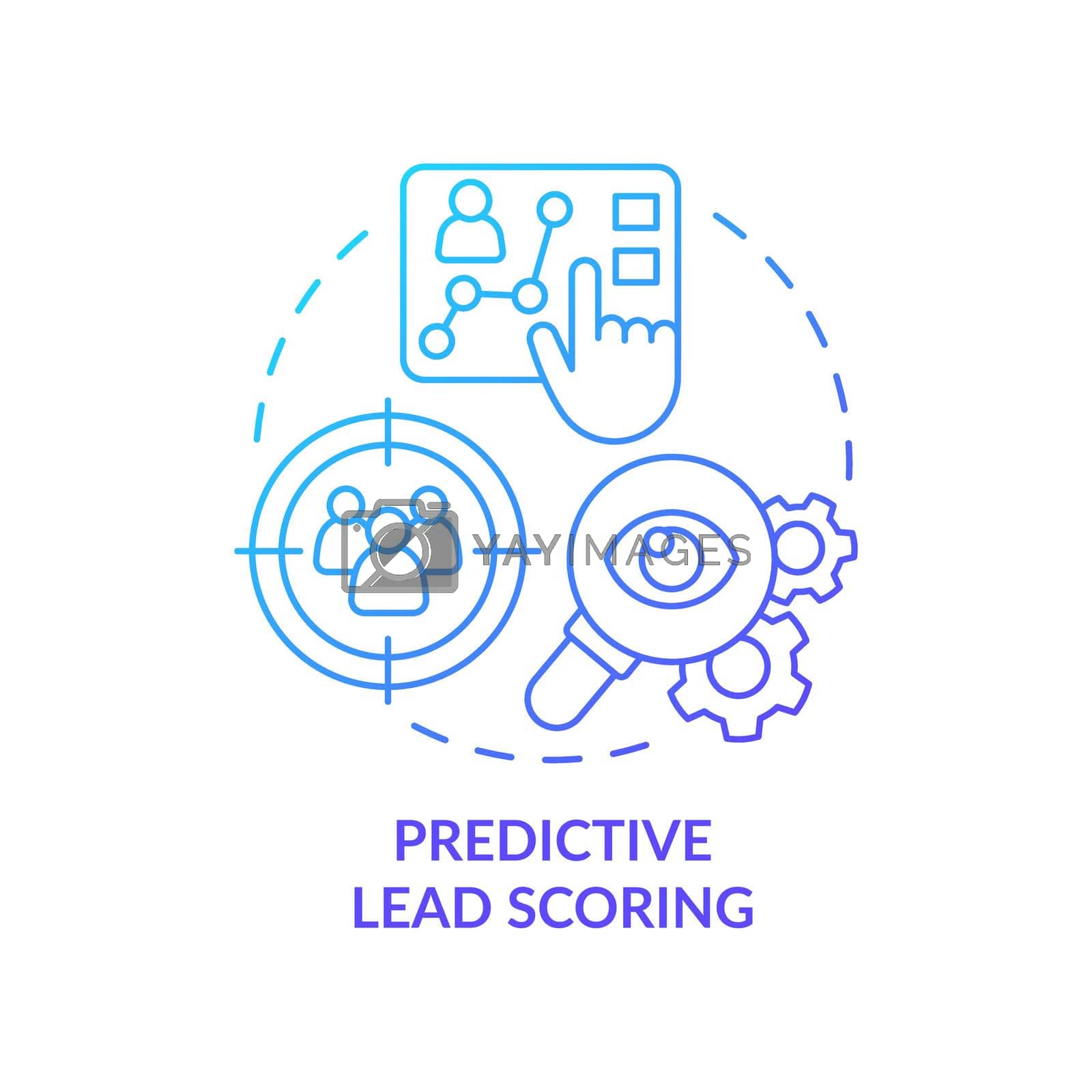 Predictive lead scoring blue gradient concept icon. Automated analyze. AI usage in marketing abstract idea thin line illustration. Isolated outline drawing. Myriad Pro-Bold font used