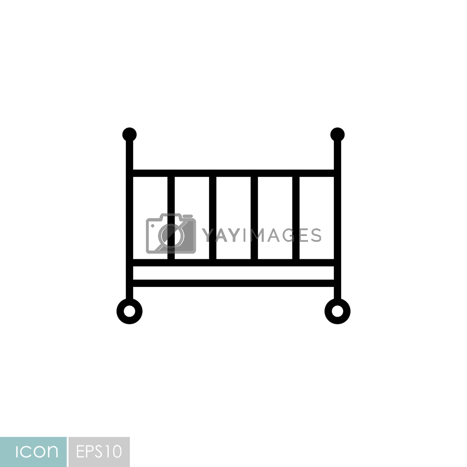 Classic wooden baby crib vector icon. Graph symbol for children and newborn babies web site and apps design, logo, app, UI