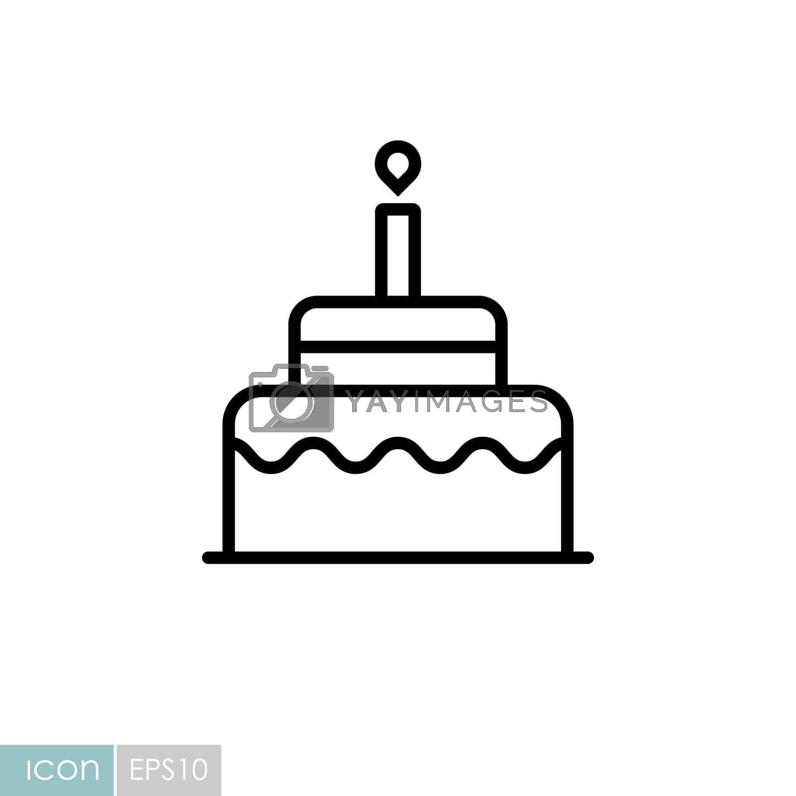 Birthday cake vector isolated icon. Graph symbol for children and newborn babies web site and apps design, logo, app, UI