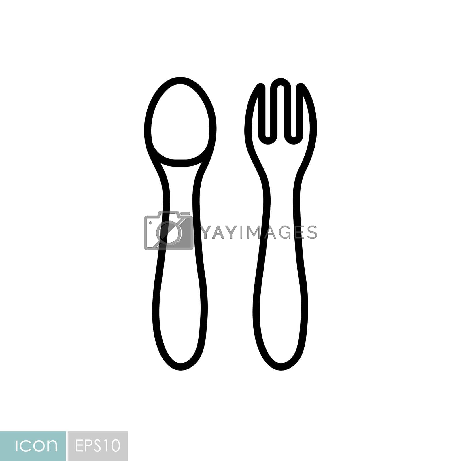 Spoon and fork for baby vector icon. Graph symbol for children and newborn babies web site and apps design, logo, app, UI