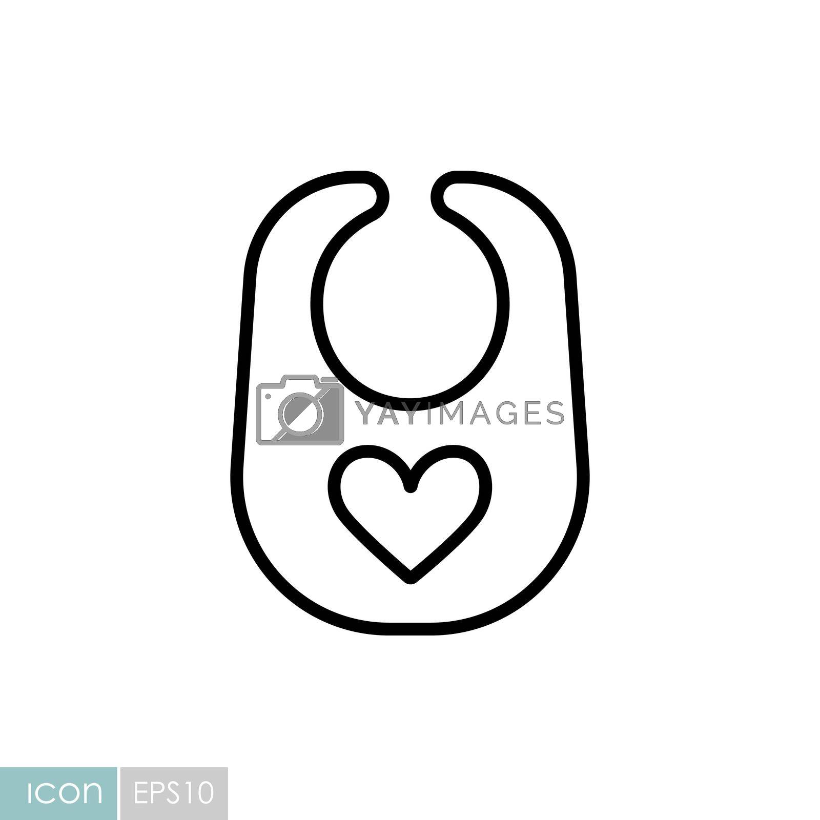Baby bib vector flat icon. Graph symbol for children and newborn babies web site and apps design, logo, app, UI