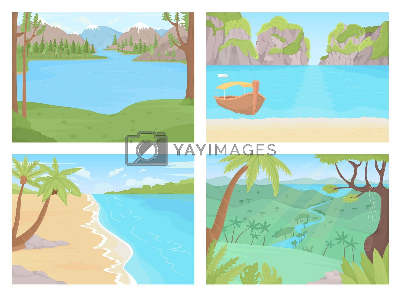 Royalty free image of Natural paradise for warm winter getaway flat color vector illustration set by ntl