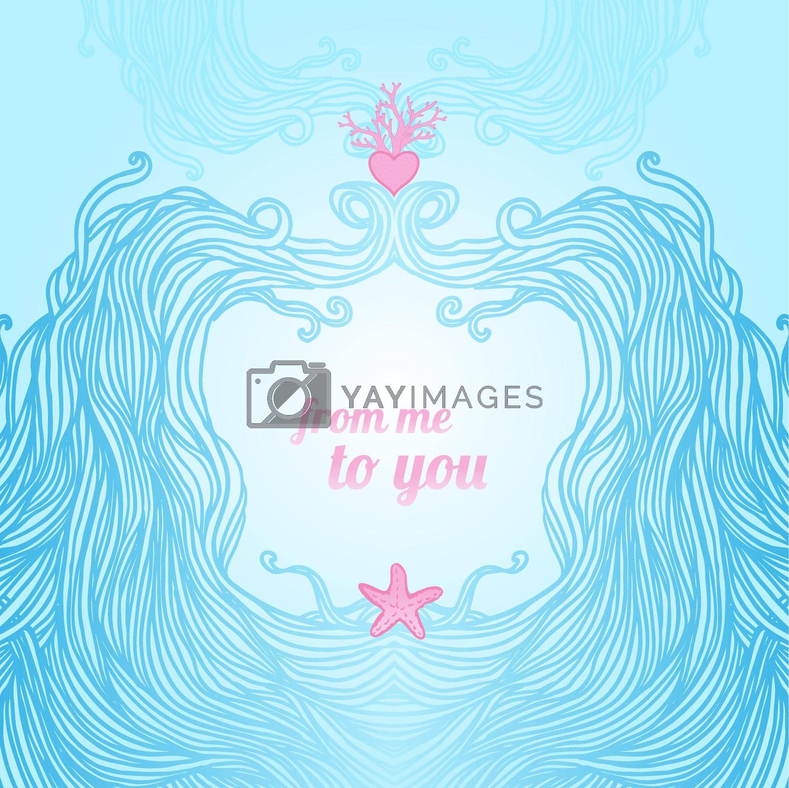Royalty free image of Elegant blue patterned frame with waves by varka