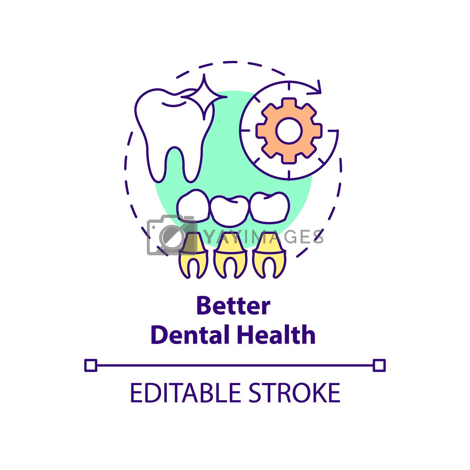 Better dental health concept icon. Cosmetic dentistry advantage abstract idea thin line illustration. Oral hygiene routine. Isolated outline drawing. Editable stroke. Arial, Myriad Pro-Bold fonts used