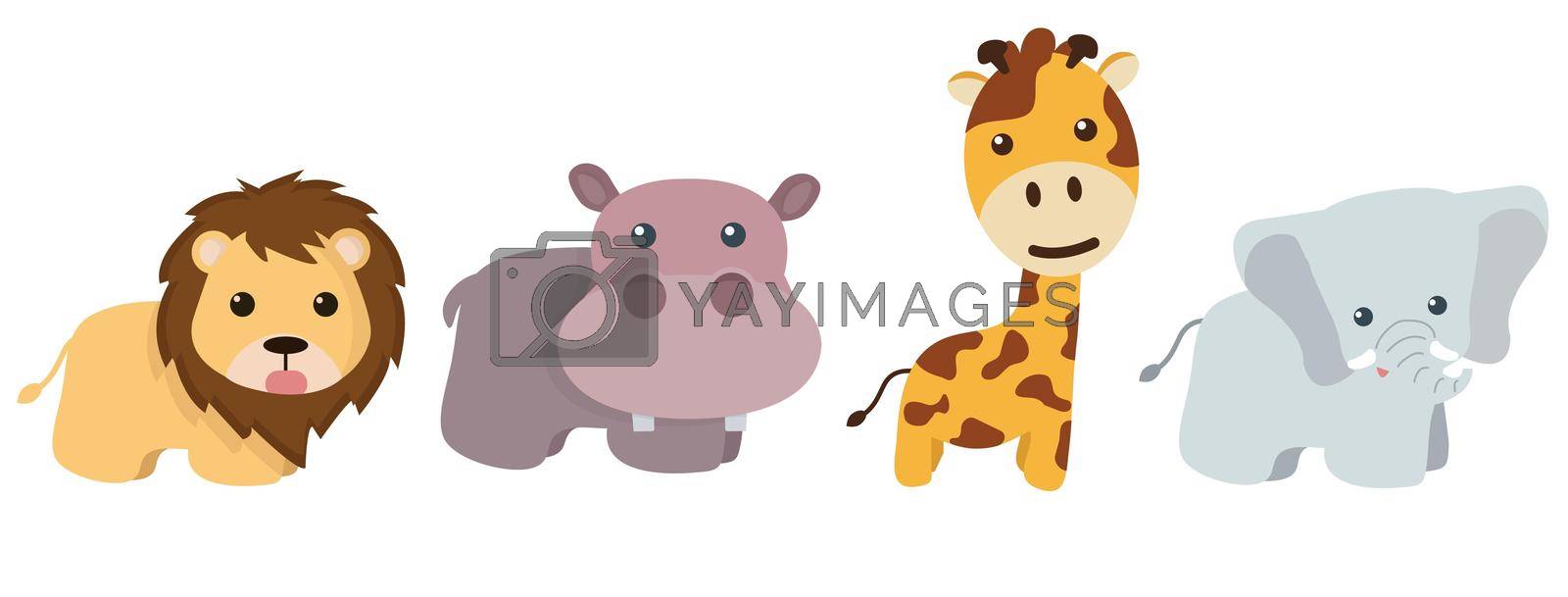 Cute animals Cartoon wildlife  vector icon