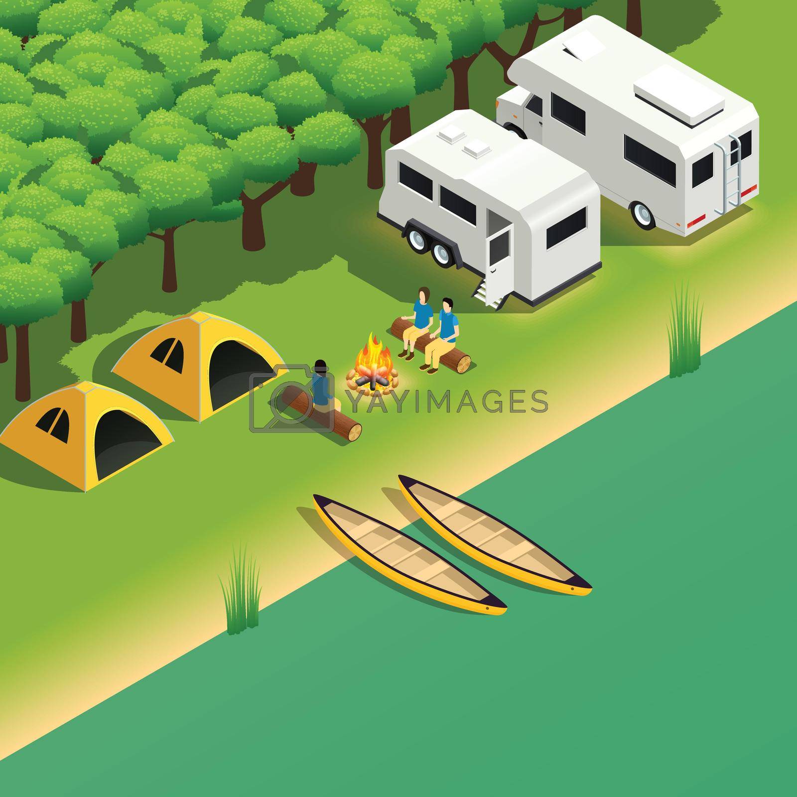 Royalty free image of Canoeing Kayaking Camping Isometric View by mstjahanara