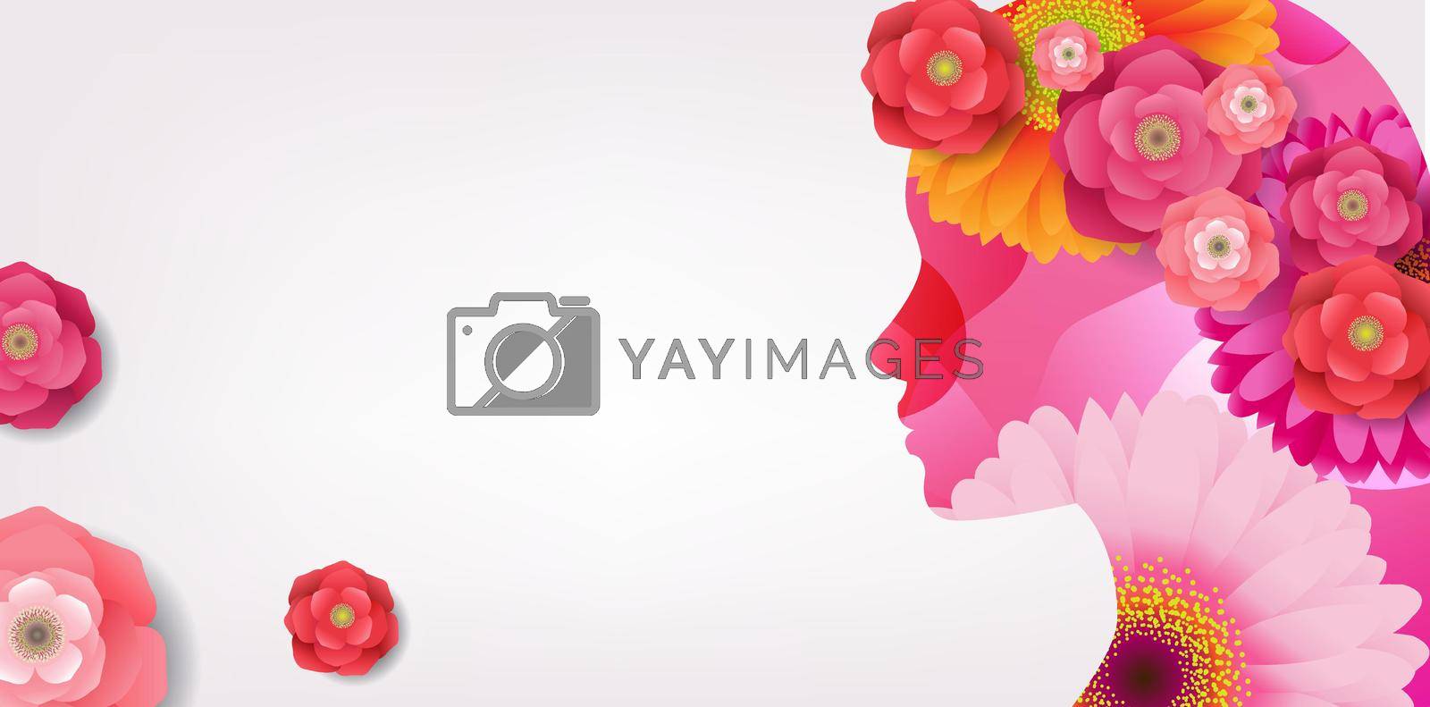 Royalty free image of Happy Womens Day Card With Spring Girl With Flowers by adamson