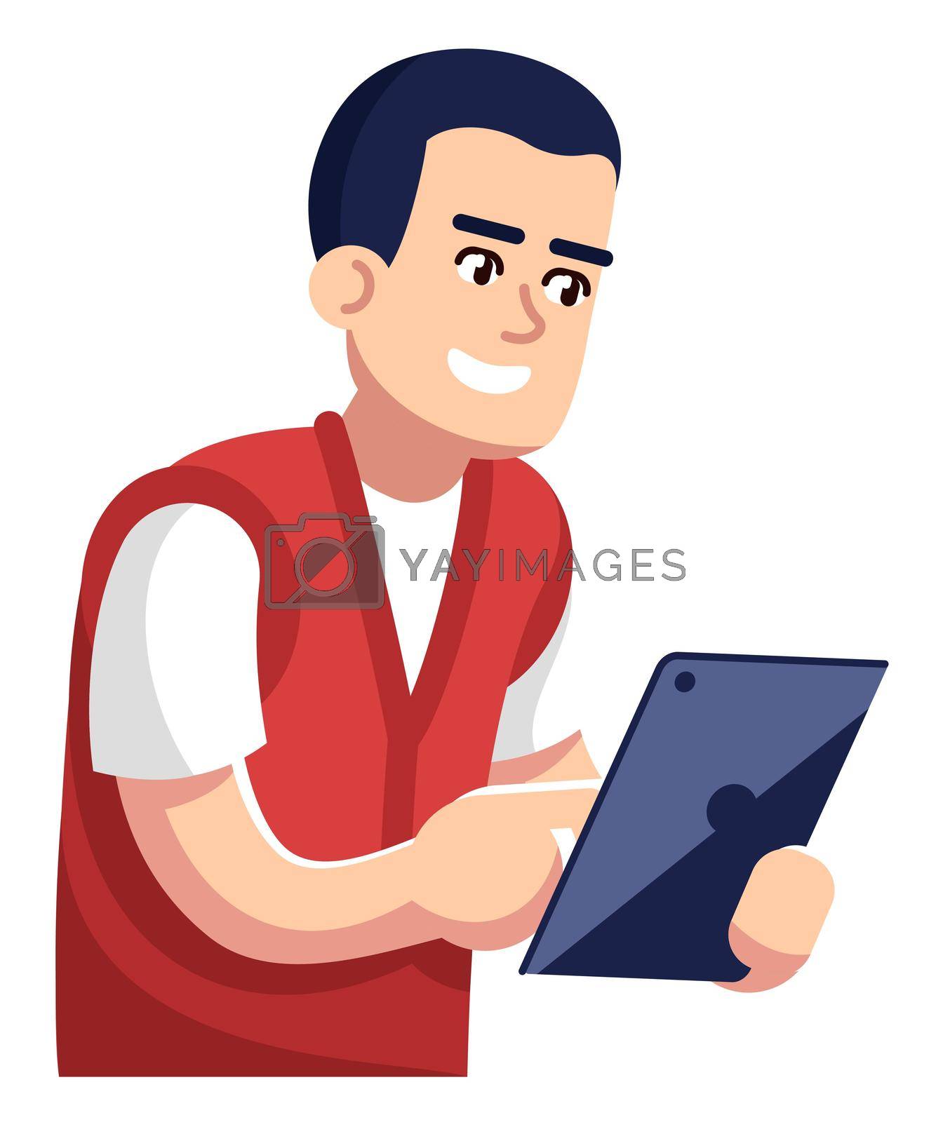 Royalty free image of Remote monitoring and control semi flat RGB color vector illustration by bsd