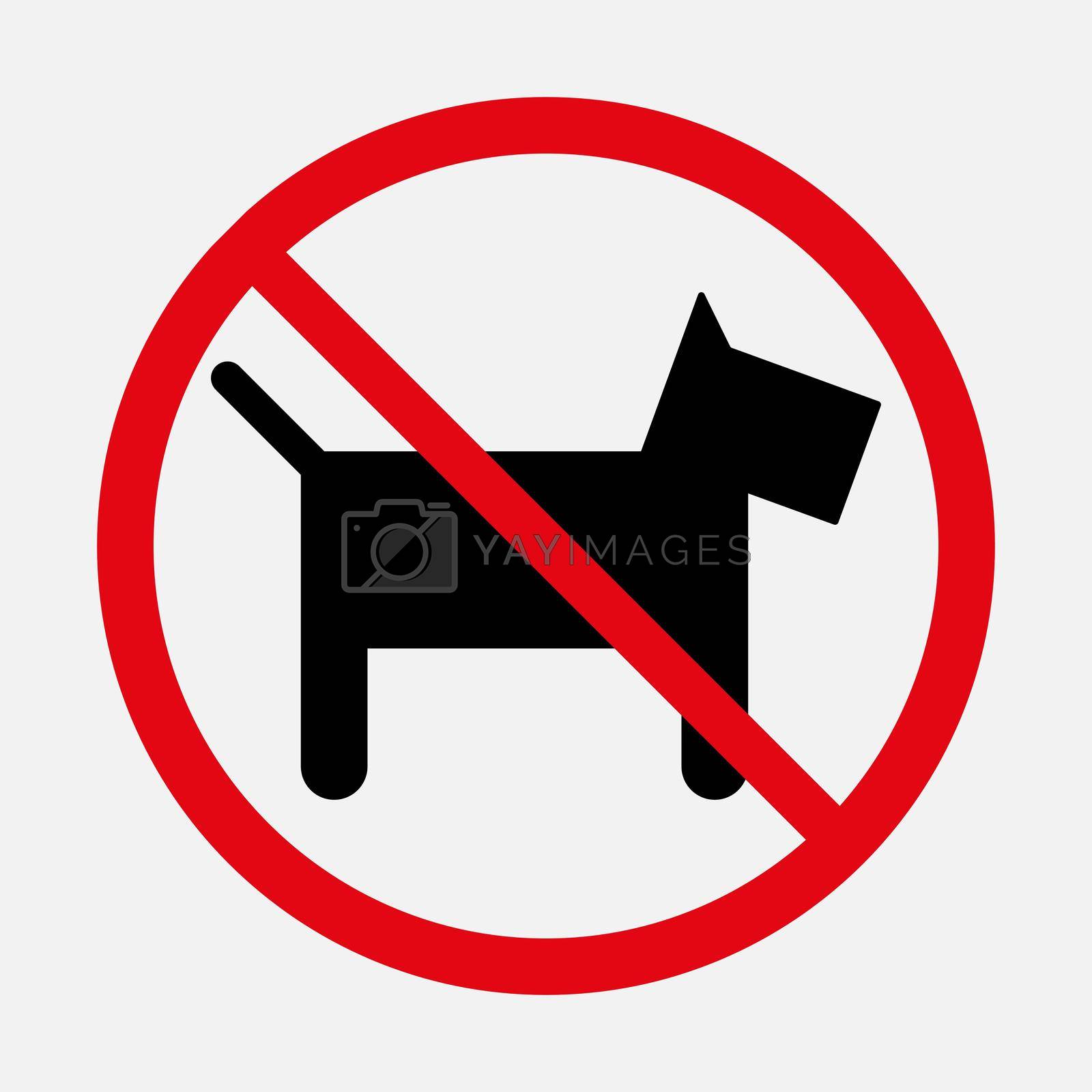 No dog icon. Vector illustration isolated on white background. No pets allowed. Prohibition sign.