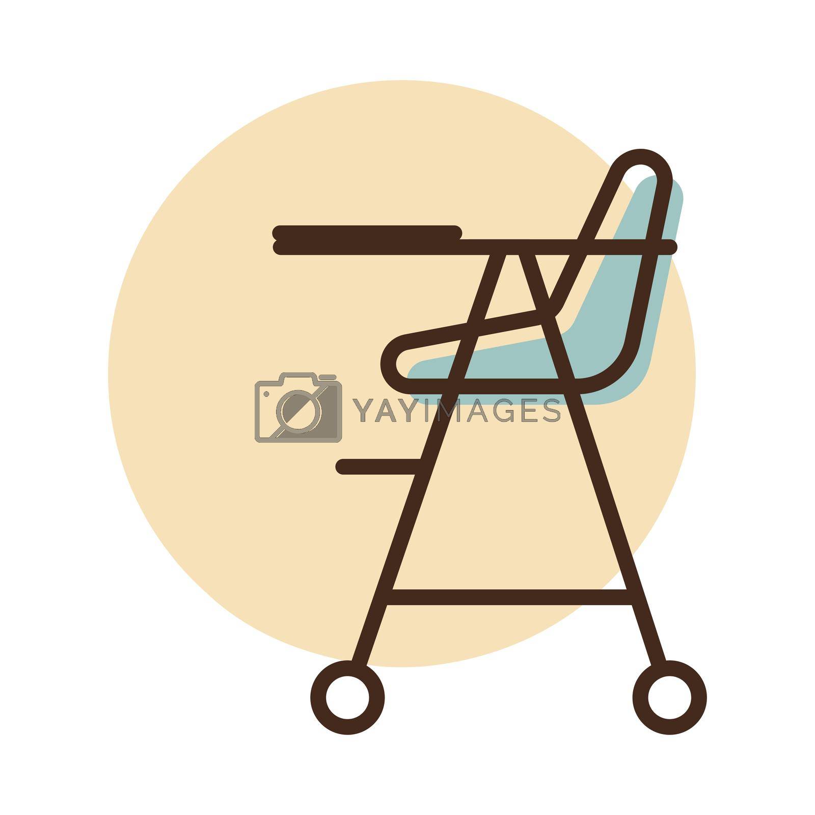 Baby chair vector isolated icon. Graph symbol for children and newborn babies web site and apps design, logo, app, UI