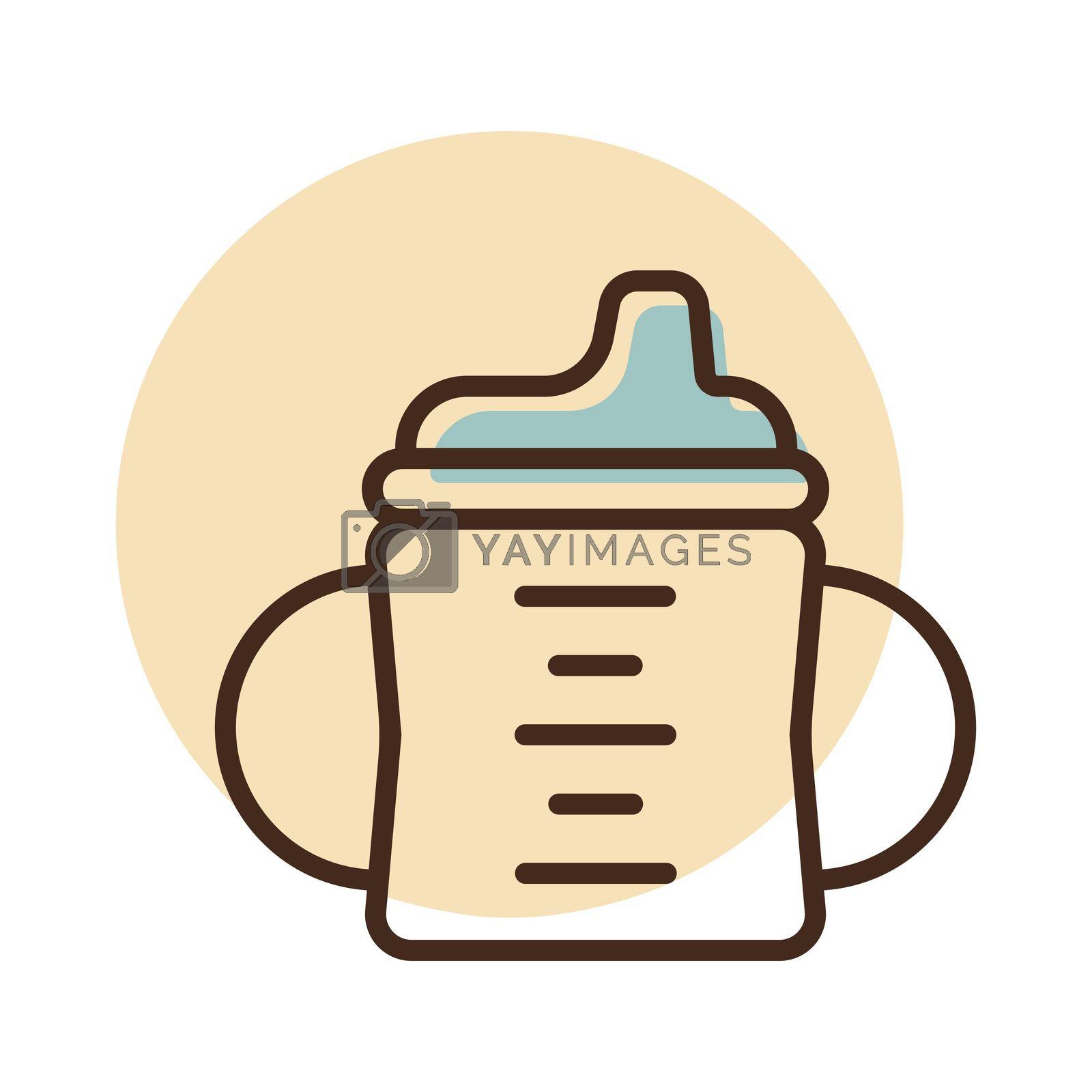Toddler sippy cup vector icon. Graph symbol for children and newborn babies web site and apps design, logo, app, UI