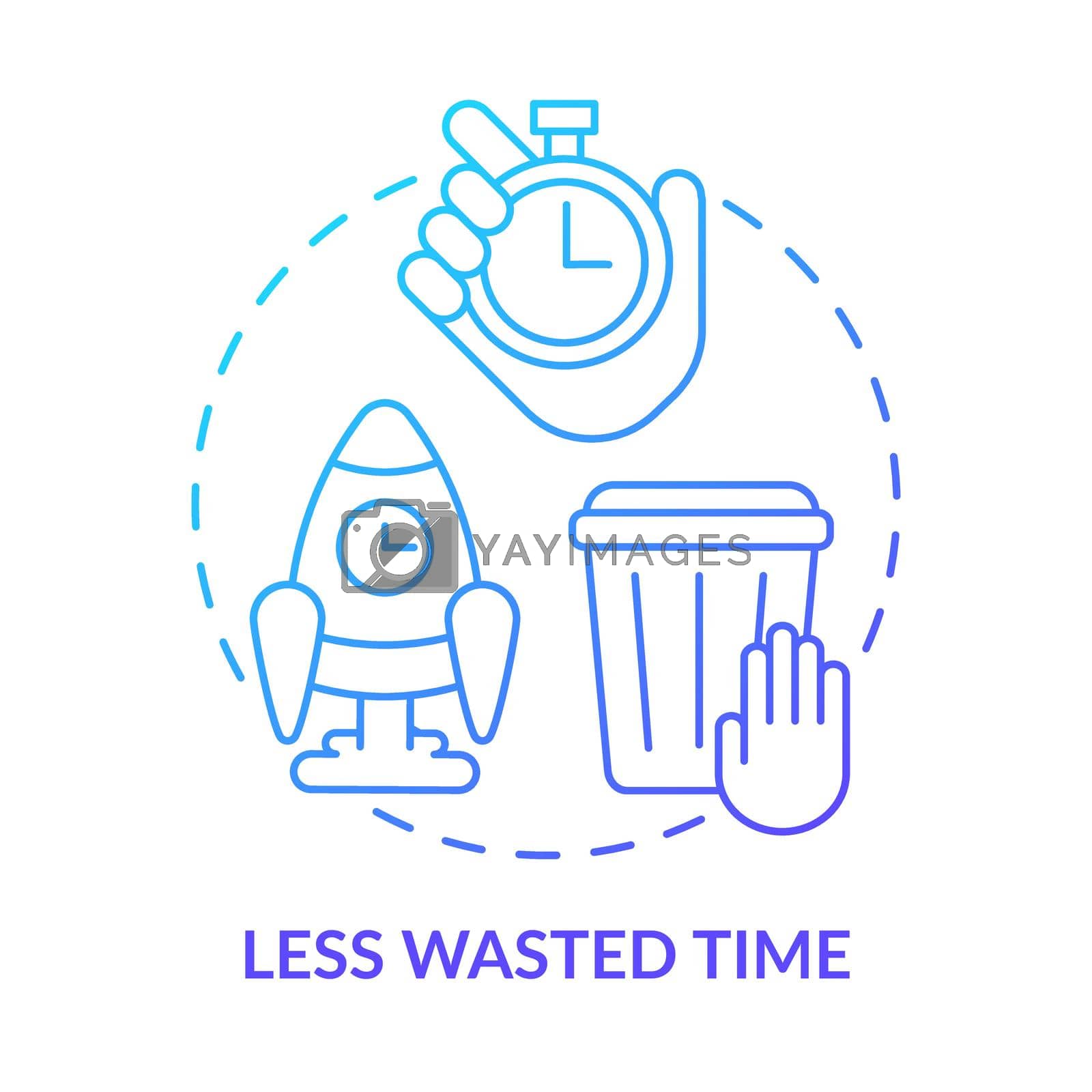 Less wasted time blue gradient concept icon. Faster decisions. Benefits of automation in banking abstract idea thin line illustration. Isolated outline drawing. Myriad Pro-Bold font used