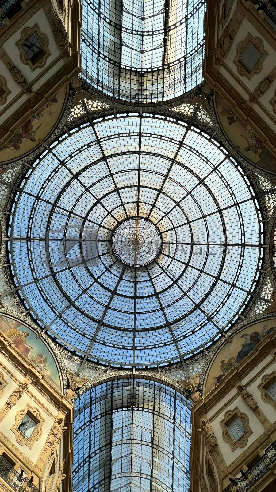 Royalty free image of Milan glass and metal roof of the Vittorio Emanuele II gallery by tinofotografie