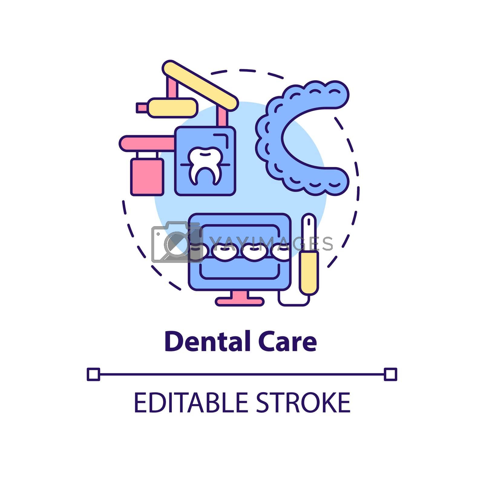 Dental care concept icon. Dentistry department. Medical center service abstract idea thin line illustration. Isolated outline drawing. Editable stroke. Arial, Myriad Pro-Bold fonts used