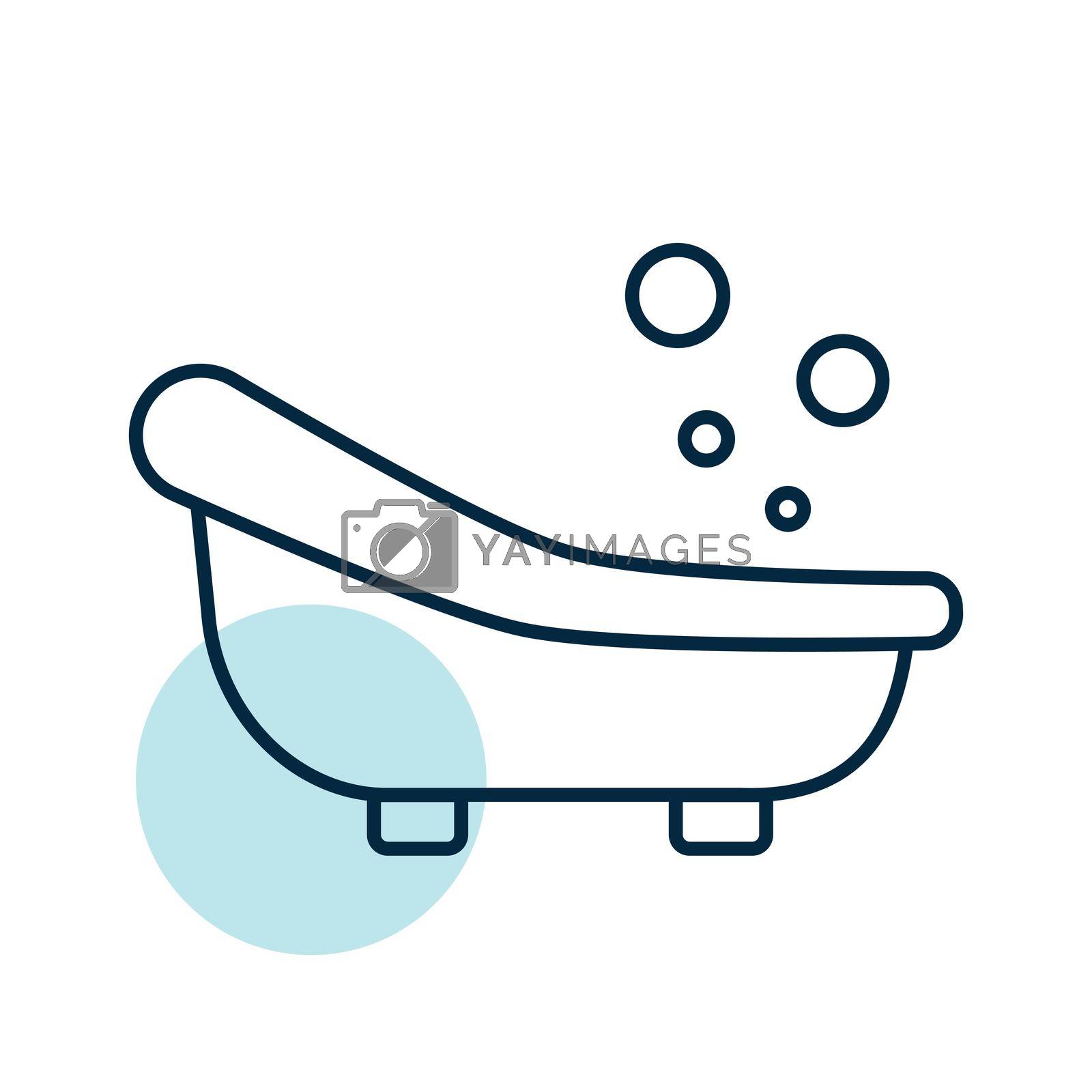 Cute litte baby bath isolated vector icon. Graph symbol for children and newborn babies web site and apps design, logo, app, UI