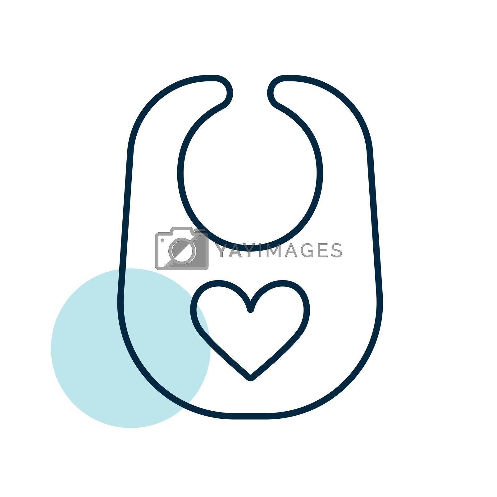 Baby bib vector icon. Graph symbol for children and newborn babies web site and apps design, logo, app, UI