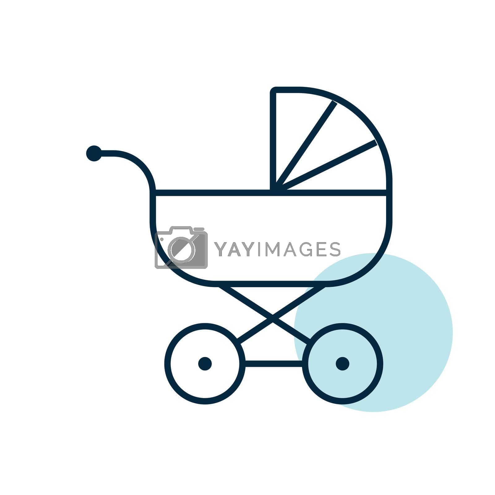 Stroller baby, carriage vector isolated icon. Graph symbol for children and newborn babies web site and apps design, logo, app, UI