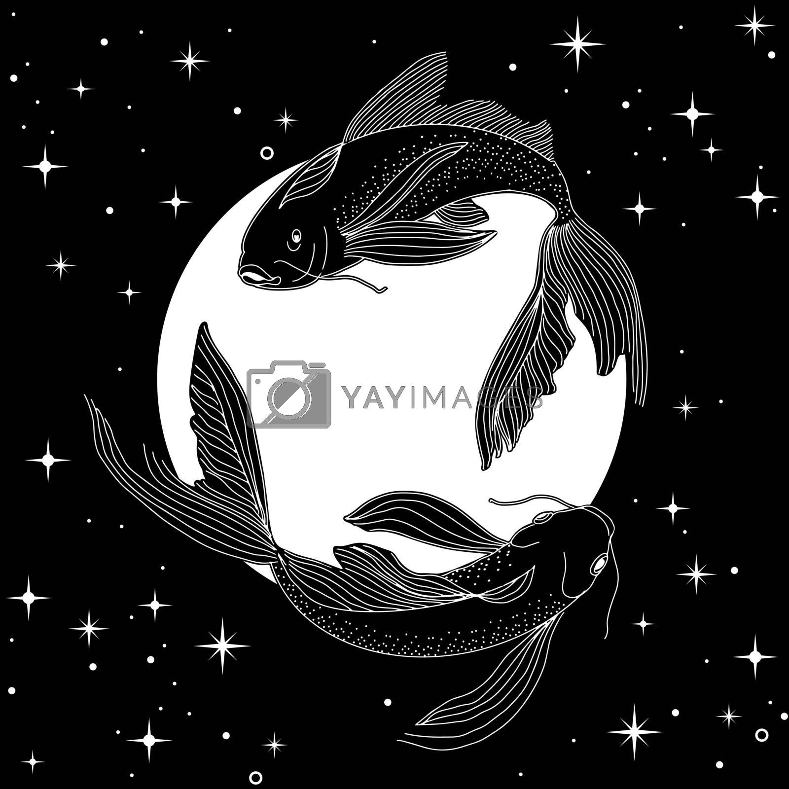 Royalty free image of Cosmic fish in the circle of the night sky by GALA_art