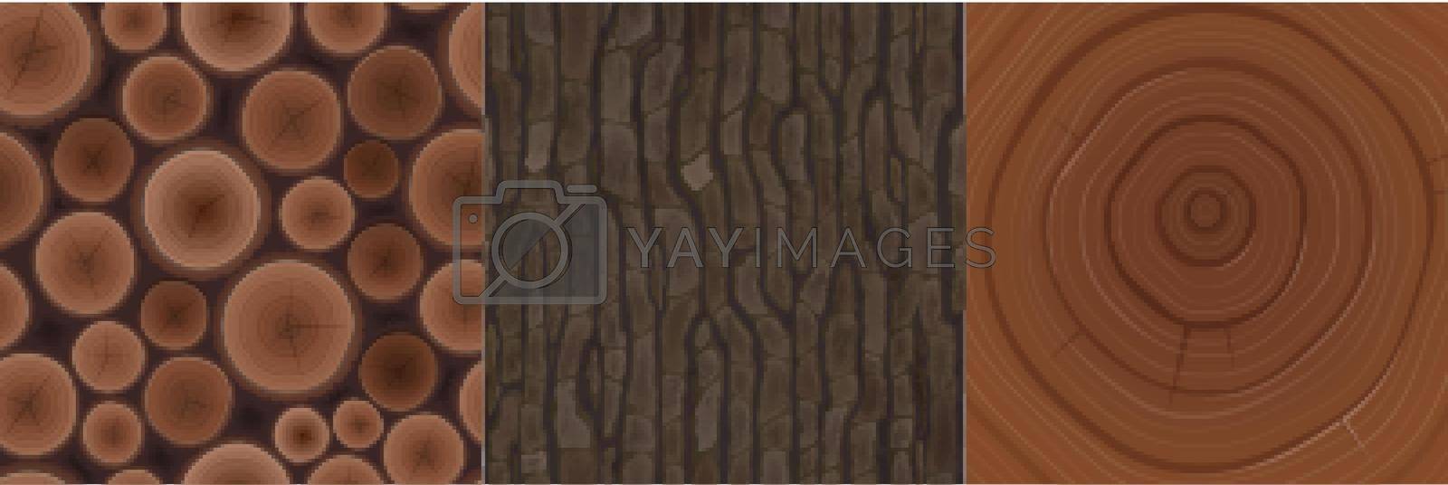 Royalty free image of Wooden textures for game, tree bark woodpile cut by vectorart