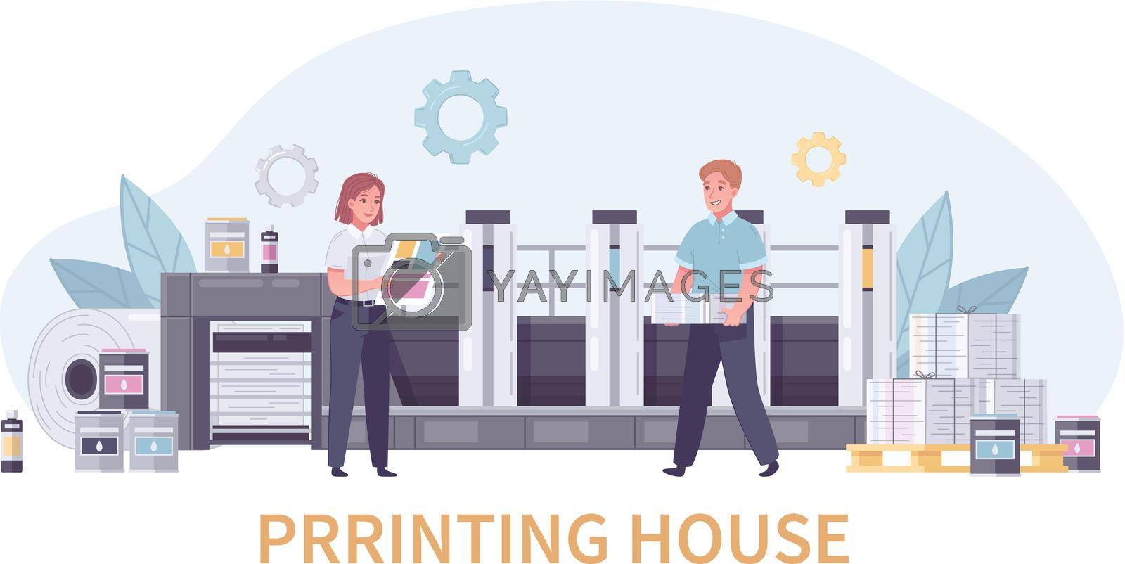 Royalty free image of Printing House Polygraphy Cartoon Concept by mstjahanara